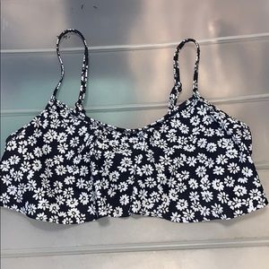Daisy print frill bikini top